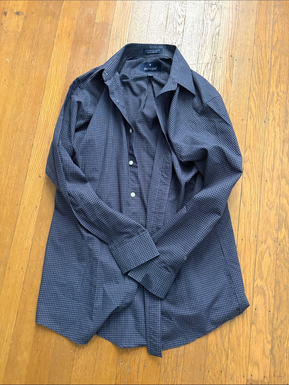 Barrymore Slim Fit Dark Navy Micro-Check Dress Shirt